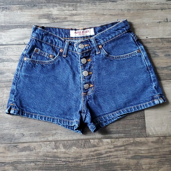 Paris Blues Pants - Paris Blues Button Front High Rise Denim Shorts